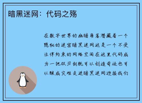 暗黑迷网：代码之殇